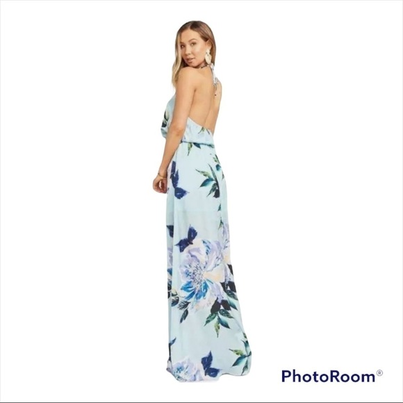 SHOW ME YOUR MUMU SMYM Blue Floral Halter Maxi Dress Heather Halter Maxi XS - Picture 5 of 8